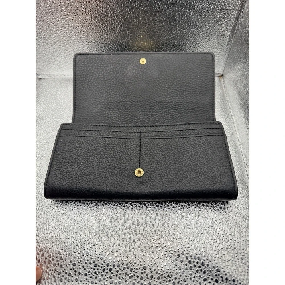 MICHAEL KORS MK‎ Fulton Gusset Carryall Black Pebble Leather Envelope Wallet